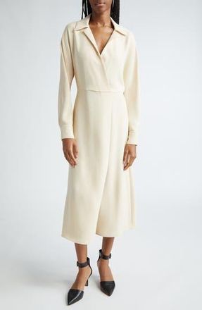 Vince Long Sleeve Shirtdress in White Sand at Nordstrom Rack, Size X-Small