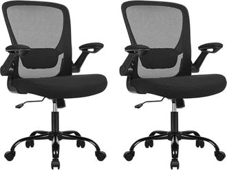 Songmics 2 sillas de oficina de malla con soporte lumbar de color negro
