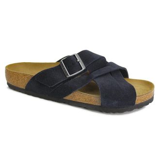Birkenstock Lugano Suede Leather Unisex Comfort Sandals - Midnight - Size:UK 11.5