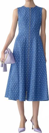 Carolina Herrera Polka Dot Denim Dress In Light Blue