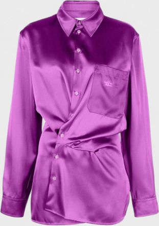 Off-white Womens Duchesse Twist Shirt Dress Fuchsia Pink - Fuschia - Size Medium