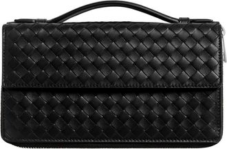 Bottega Veneta Piccolo Ritssluiting Organizer - Heren - Handtassen - Zwart - ONE Size - Leer - Tassen