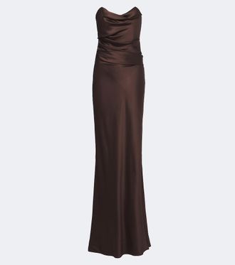 The Sei Vestido de fiesta bustier de seda drapeado