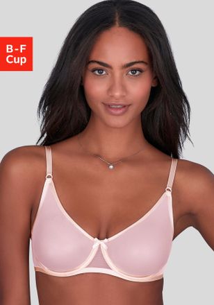 Vivance T-Shirt-BH VIVANCE Finja, Damen, Gr. 100, Cup F, hellpink, puder, Mesh, Obermaterial: 80% Polyamid, 20% Elasthan, BHs T-Shirt-BH, mit B&uuml;gel aus transp