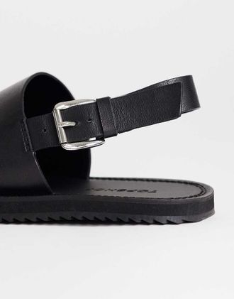 Topshop Ella - Sandali infra-alluce in pelle neri-Nero