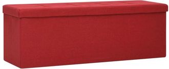 vidaXL Vidaxl - Banco De Almacenamiento Plegable Lino Sint&eacute;tico Rojo Vino Tinto