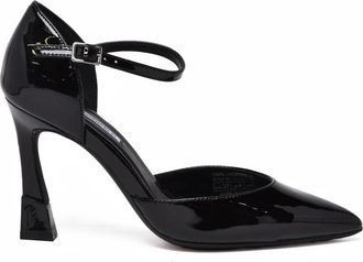 Karl Lagerfeld Black Leather Ankle-Strap Pumps