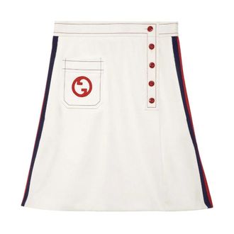 Gucci Short Skirts, female, White, Size: XS Interlocking G A-line Skirt