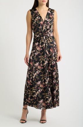 CeCe by Cynthia Steffe Floral Print Sleeveless Maxi Dress in Black/multi at Nordstrom, Size Xx-Small