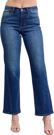 Judy Blue Mid Rise Side Seam Detail Straight Jeans In Medium Wash