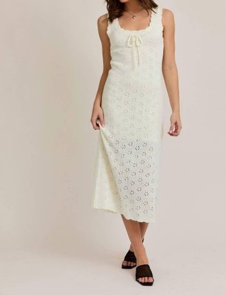 Le Lis Blanc Deux Pointelle Sweater Midi Dress In Cream