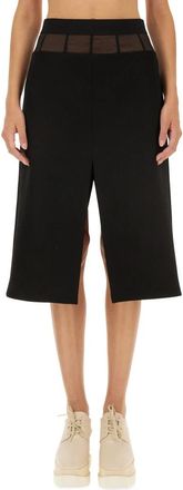 Stella McCartney Midi-rok met split aan de voorkant - Dames - Midirokken - Zwart - S - Wol - Rokken