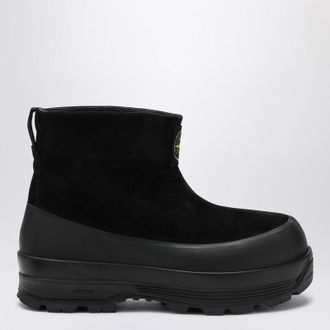 Stone Island Black suede ankle boot with logo