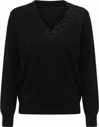 Ermanno Scervino Maglione Scollo a V con Dettagli in Pizzo - - Knitwear - Donna - Nero - L