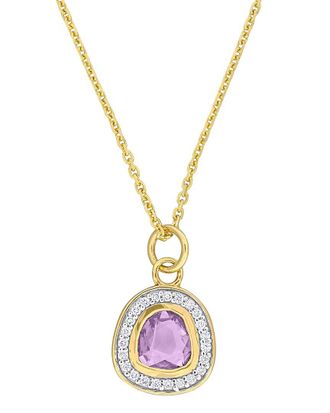 Rina Limor 14K 0.51 Ct. Tw. Diamond & Purple Sapphire Halo Pendant Necklace