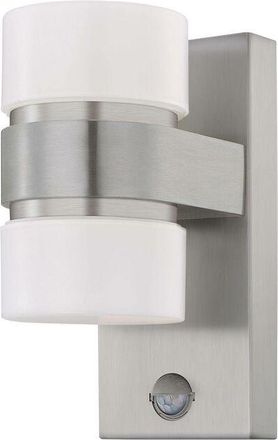 Eglo Atollari - led Outdoor Up Down Wall Light with pir Motion Sensor Stainless Steel, Silver IP44 - Eglo