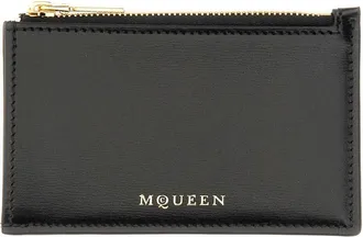 Alexander McQueen Zippered Calfskin Card Case - Black