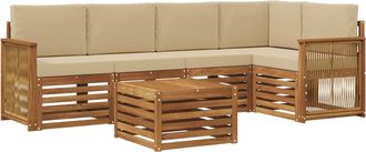 vidaXL Conjunto De Sof&aacute;s De Exterior 6 Uds. Natural Vidaxl