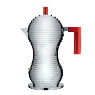 Alessi Pulcina Espressokocher, 30 cl, induktionsgeeignet, silber / rot