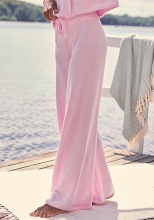 Elbsand Loungehose ELBSAND, Damen, Gr. 32/34, N-Gr, rosa, Feinstrick, Obermaterial: 55% Baumwolle, 45% Nylon, unifarben, bequem lang, Hosen Loungehose, aus ho