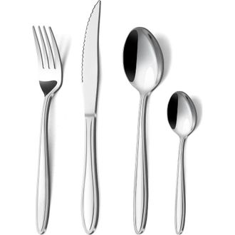 OEM Juego De Cubiertos De Acero Inoxidable De 24 Piezas Para 6 Personas Con Mangos Rectos, Elegante Juego Que Incluye Cuchillo, Tenedor Y Cuchara, Apto Pa
