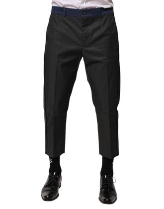 Dolce & Gabbana Mens Cotton-Nylon Cropped Chinos Gray