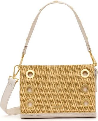 Hammitt Small Montana Clutch in Calla Lily White Raffia/Gold at Nordstrom