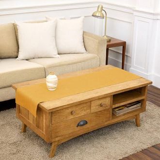 Solino Home Linen Table Runner for Dining Table, Holiday and Everyday Table Decor - Fete in Mustard Yellow at Nordstrom, Size Xx-Small