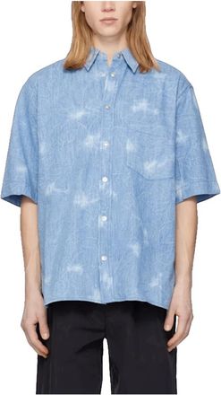 Isabel Marant Tabilio Shirt - Heren - Korte mouwen Overhemden - Blauw - M - Katoen - Overhemden