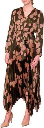 Melloday Pleated Asymmetrical Maxi Dress in Black Blush at Nordstrom Rack, Size Small