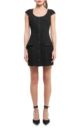 endless rose Scoop Neck Tweed Sheath Minidress in Black at Nordstrom, Size Small