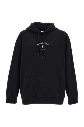 Maison Margiela Black Oversized Hoodie with Logo Print