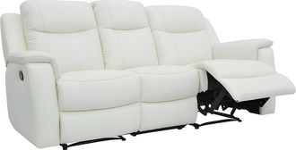 Vente-Unique Sof&aacute; 3 plazas relax EVASION de piel - Blanco m&aacute;rfil