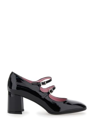 Carel Alice Black Pumps With Double Straps In Patent Leather Woman