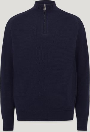 Belstaff Guide Quarter Zip Jumper Mens Organic Cotton Dark Ink Size 2XL