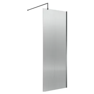Balterley Fluted Wetroom Screen with Support Bar, 1000mm, Brushed Pewter in Silver