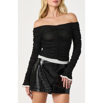 ASTR the Label Ruched Off the Shoulder Top in Black at Nordstrom, Size X-Small