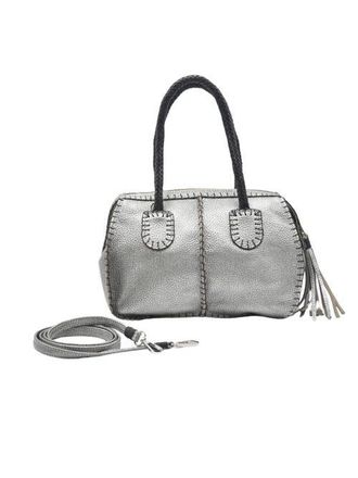 Carlos Falchi Mini Barrel Top Grain Leather Bag in Roman Chrome at Nordstrom