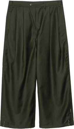 maharishi Pantaloni a gamba ampia con pieghe - Verde