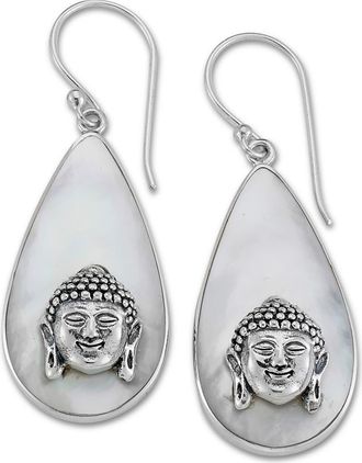 Samuel B. Sterling Silver Mother of Pearl Buddha Earrings in White at Nordstrom Rack