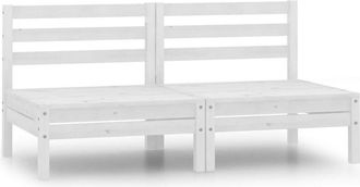 vidaXL Garden Middle Sofas 2 pcs White Solid Pinewood vidaXL