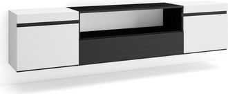 Skraut Home Skraut Home - Mueble Tv, Televisi&oacute;n, Muebles De Sal&oacute;n, Almacenaje, 200x45x35cm, Para Tv Hasta 80, Colgado, Suspendido, Estilo Moderno, Blanco Y Negro