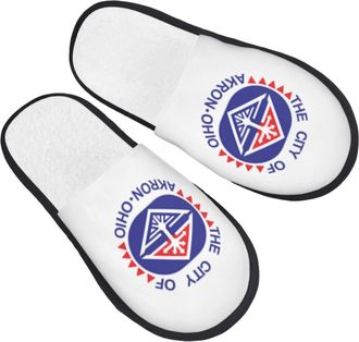 Generic Cotton Slippers Flag Of Akron, Ohio Comfy Sliders Fluffy Slippers For Home Bedroom Outdoor L
