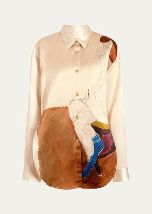 Khaite Goya Artwork Satin Top