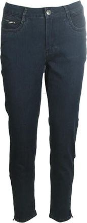 C.Ro Donkerblauwe Broek met Ritsdetail - Dames - Slim Fit Jeans - Blauw - XL - Katoen - Jeans