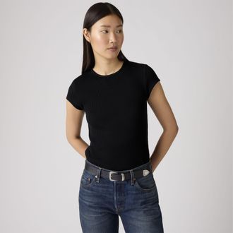 Levi's Dry Goods Waffle Cap Sleeve Tee - Womens - 2XL - Black