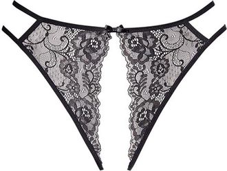 Lascana Womens Lace Open Brief in Black at Nordstrom, Size 6