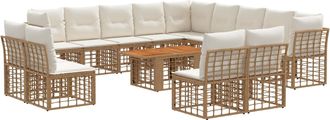 vidaXL Conjunto De Sof&aacute;s De Jard&iacute;n 14 Uds. Natural Y Crema Vidaxl