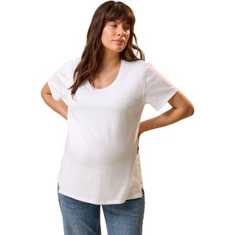 Kindred Bravely Relaxed Cotton Scoop Neck Maternity & Nursing Tee in White at Nordstrom, Size X-Small Short