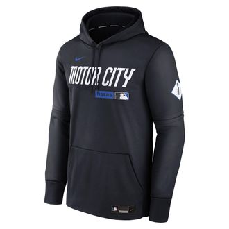 Nike Mens Detroit Tigers Authentic Collection City Connect Nike Therma MLB Pullover Hoodie in Blue | NAC311L5DG-HR3